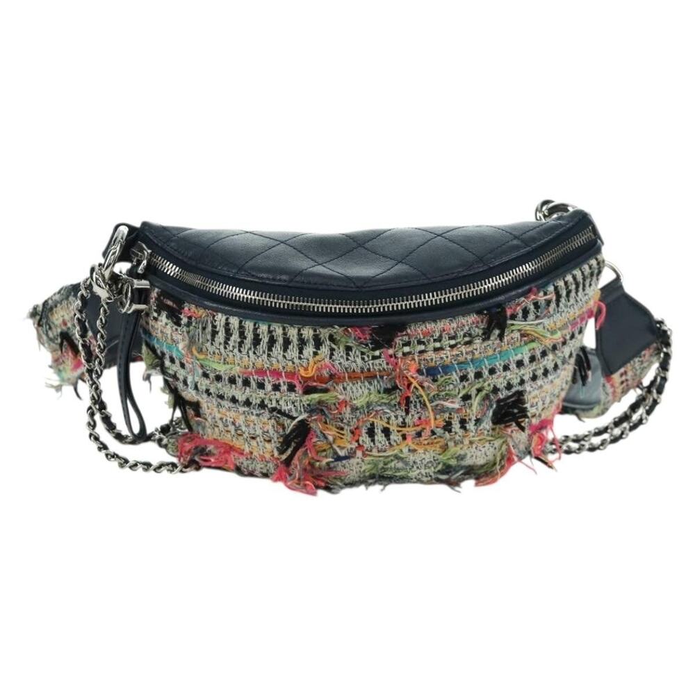 Chanel Matelasse Tweed Chain Crossbody Bag Multicolor